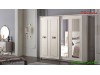 Mobila Dormitor alb fildes Dulap 5 usi Pat 160 Veyron de Lux Modern VRN