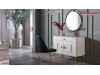 Mobila Dormitor alb fildes Dulap 5 usi Pat 160 Veyron de Lux Modern VRN