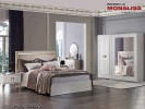 Mobila Dormitor alb fildes Dulap 5 usi Pat 160 Veyron de Lux Modern VRN