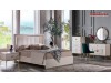 Mobila Dormitor alb fildes Dulap 5 usi Pat 160 Veyron de Lux Modern VRN
