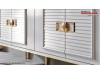 Mobila Dormitor alb fildes Dulap 5 usi Pat 160 Veyron de Lux Modern VRN