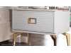Mobila Dormitor alb fildes Dulap 5 usi Pat 160 Veyron de Lux Modern VRN