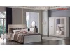 Mobila Dormitor alb fildes Dulap 5 usi Pat 160 Veyron de Lux Modern VRN