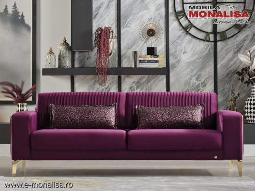 Canapea extensibila violet 3 locuri Veyron - moderna de lux