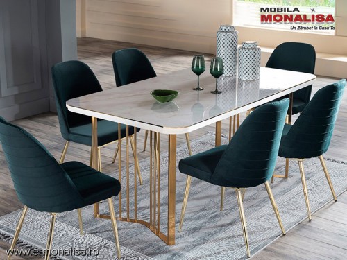 Masa moderna alb lucios pentru living dining de Lux Veyron