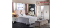 Vanzare Mobila de lux dormitor alb Ivory matrimonial Vienna Bucuresti