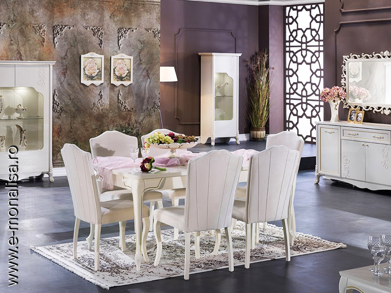 teenager Confine Decoration Mobila de Lux Living / Dining Lisbon alb - Sufragerie clasica alba