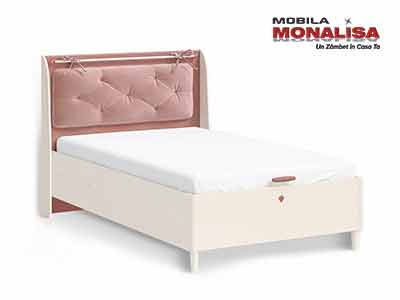 Pat cu lada tablie roz 100x200