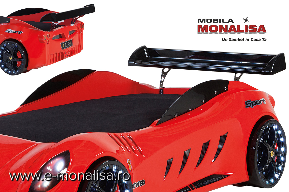 Pat in forma de masina - mobila copii