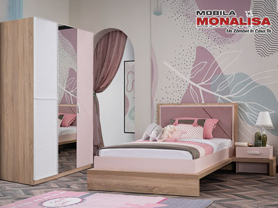 Colectie Completa Mobilier Angel City Kupa Genc Colectie Dormitor fete roz alb stejar Angel City Kupa