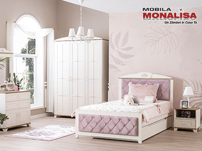 Mobila Dormitor copii complet alb mat New Frezya Kupa Genc