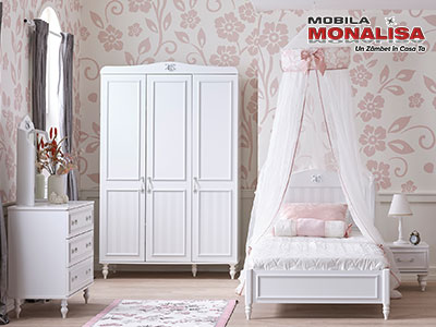 Set mobilier dormitor fete alb Juliette Kupa Genc