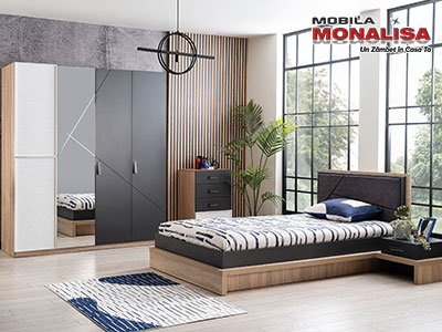 Colectia Camera Tineret Moderna New City Dormitor tineret alb negru lemn Kupa New City