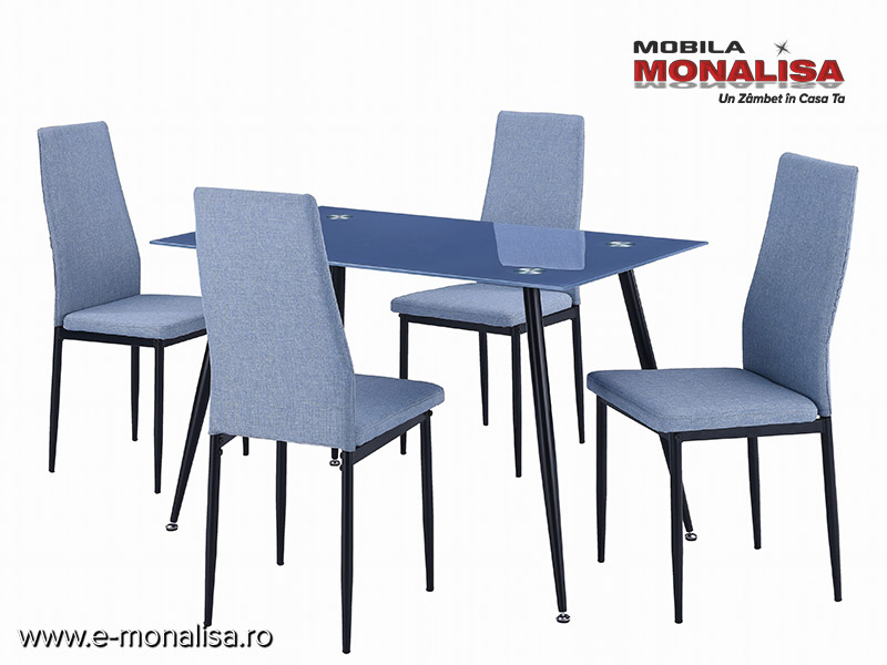 composite extend Award Set masa sticla si 4 scaune pentru Bucatarie mica – bleu | Dinette