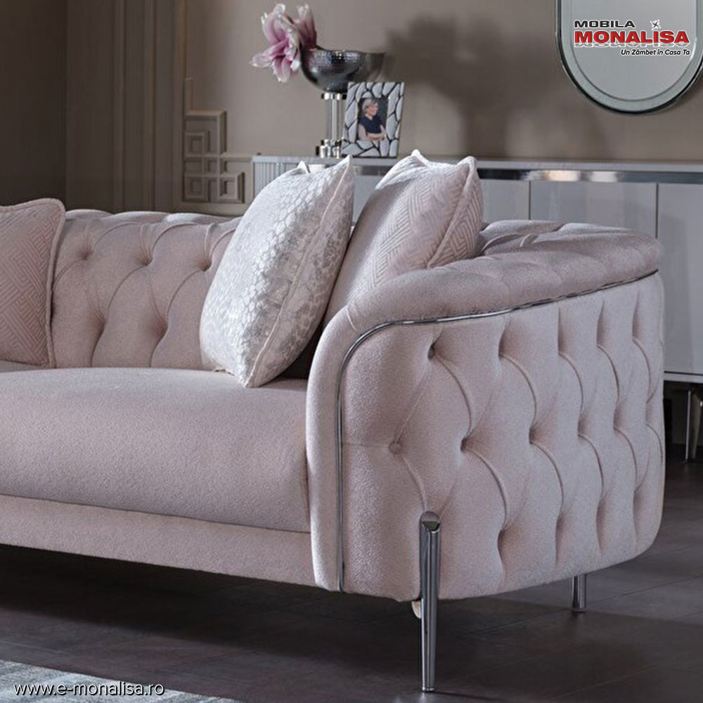 Canapele de Lux catifea Crem pe stil NewChester modern Dolce canapele crem de lux catifea stil modern chester cu picioare metalice crom DLC